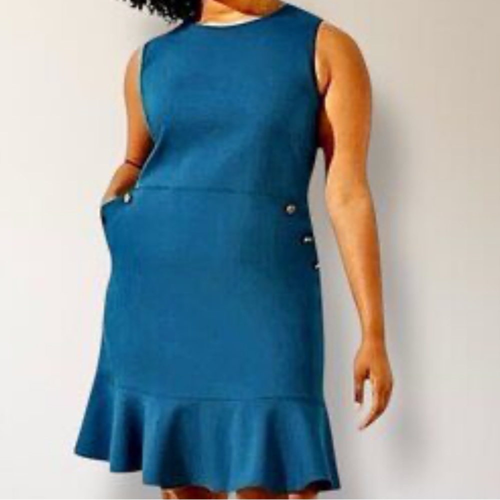 LOFT Button Pocket Flounce Dress NWT